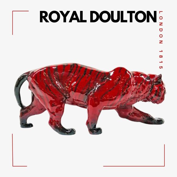 ROYAL DOULTON ENGLAND Flambé Stalking Tiger - Picture 4 of 9